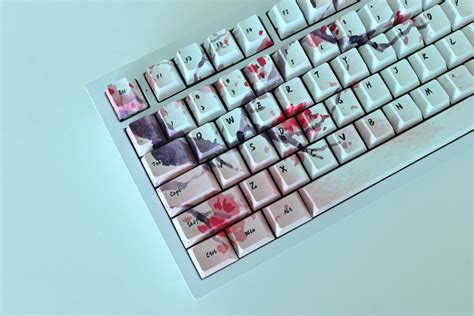 Red Sakura Cherry Blossom Theme Custom Keycap Set for Mechanical Keyboard Cherry Profile 158 ...