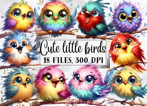 Bird Clipart, Cute Little Birds Clipart Graphic by AnetArtStore ...