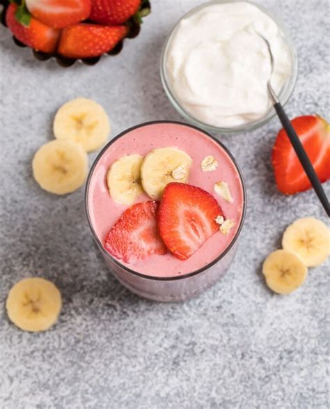 Greek Yogurt Smoothie With Strawberry Banana High Protein