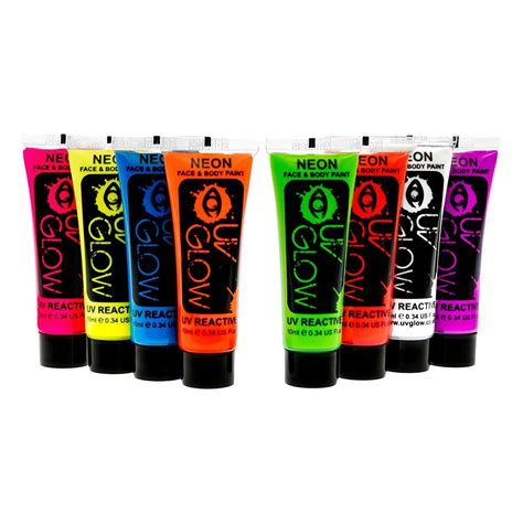 Uv Glow Neon Face And Body Paint Set Of Tubes Fluorescent