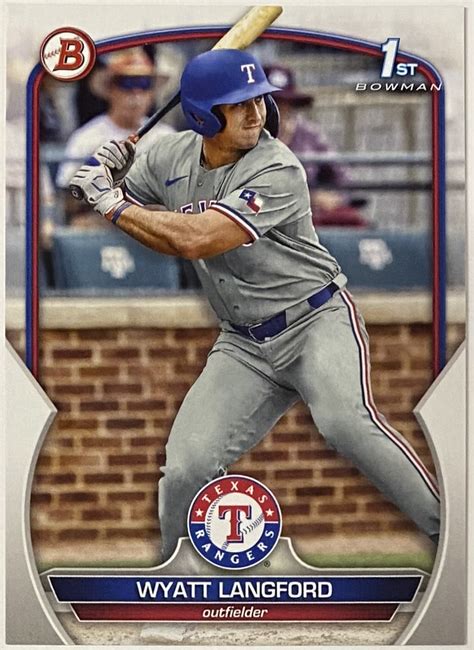 Wyatt Langford Bowman Texas Rangers Baseball St Bowman Rookie