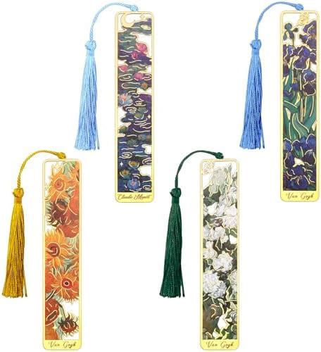 Uideyvi Oil Painting Flower Set Of Metal Bookmarks With Chainperfect