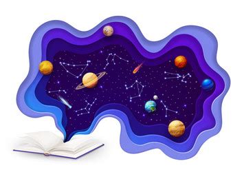 Paper Cut Space Solar System Planets And Stars Vector Image