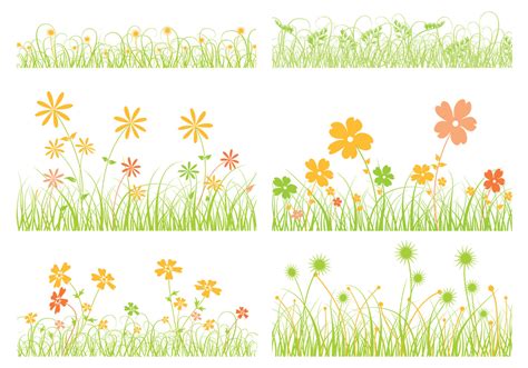 Grass Vector and Flower Vector Pack 44076 Vector Art at Vecteezy