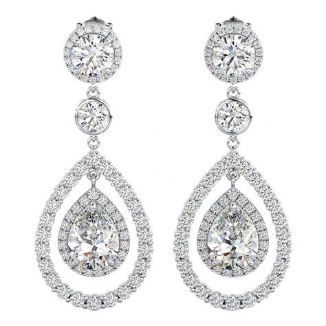 Sterling Silver Cubic Zirconia Wedding Chandelier Bridal Drop Earrings