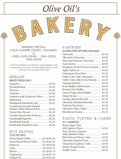 Bakery Menu Template Free Lovely Cancel Save Bakery Menu Menu