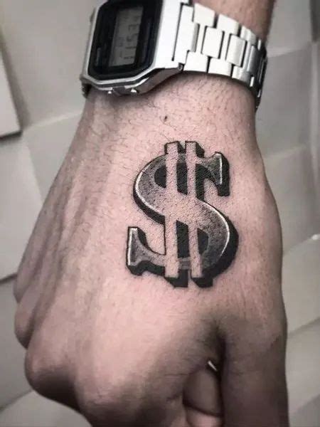 A Man S Hand With A Dollar Tattoo On It