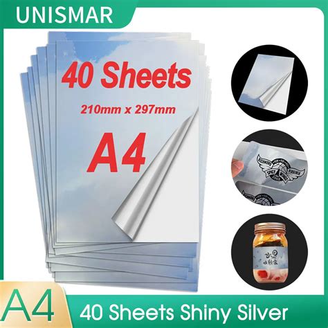 Autocollant En Vinyle Imprimable 40 Feuilles De Papier Adh Sif Imperm