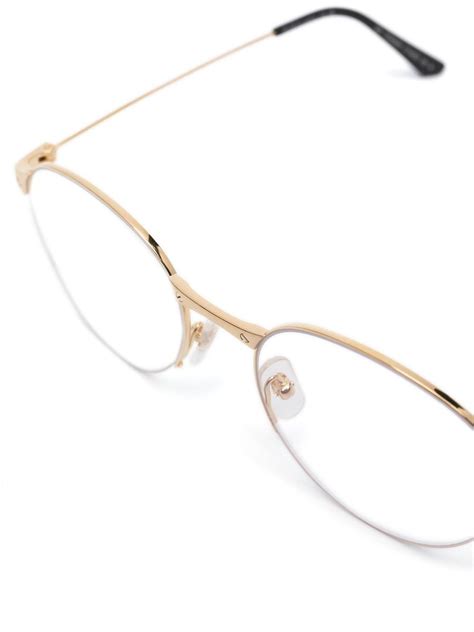 Cartier Eyewear Round Frame Glasses Gold Farfetch