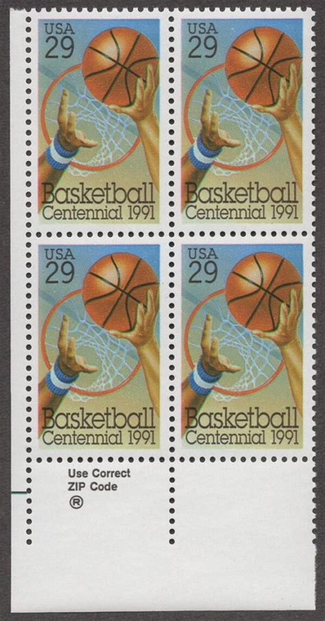 Scott 2560 BASKET BALL CENTENNIAL ZIP BLOCK 4 MNH The Stamp Nut