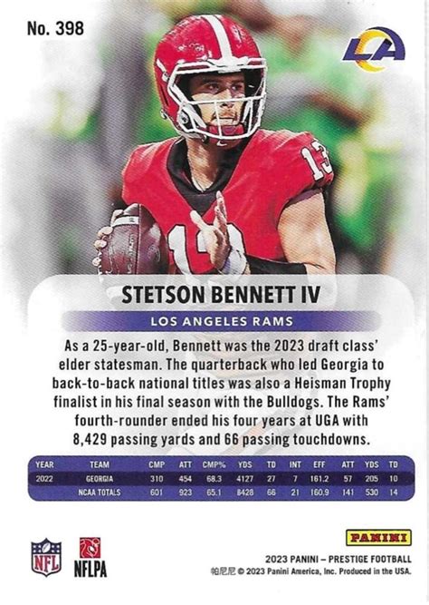 2023 Panini Prestige 398 Stetson Bennett Iv Trading Card Database