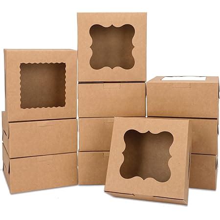 Amazon ONE MORE 6 X6 X3 Brown Bakery Boxes With Pvc Window For Pie