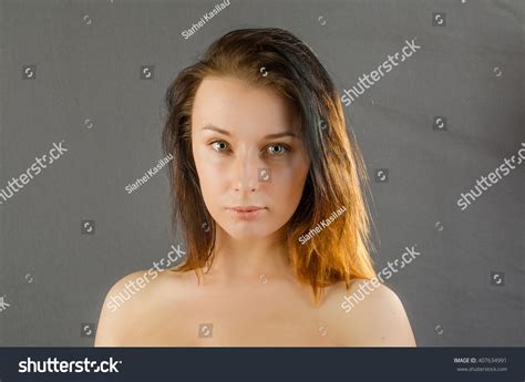 Beautiful Woman Portrait Nude Shoulders Female Stock Photo