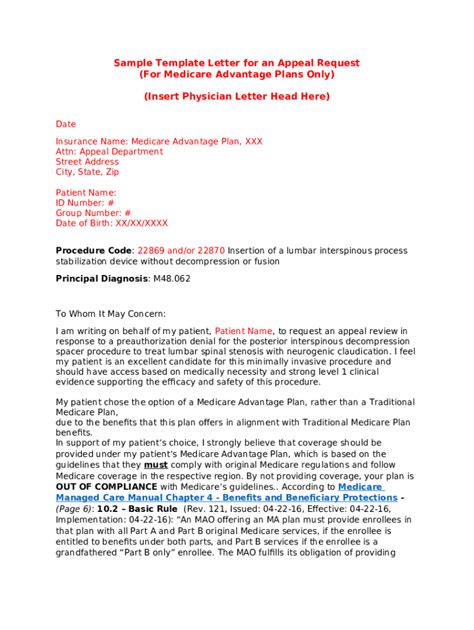 Medicare Advantage Appeal Letter Templates Doc Template Pdffiller