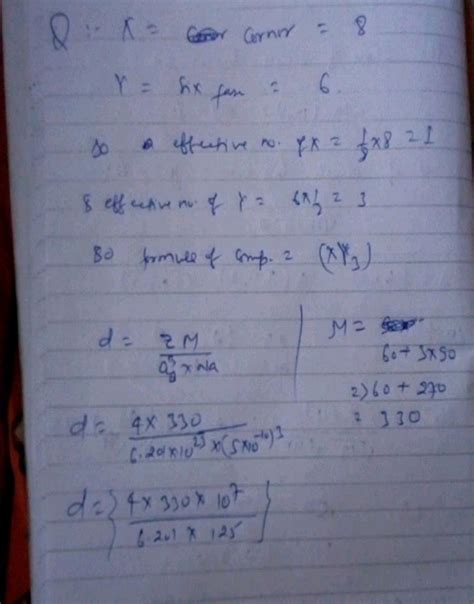 A Compound Formed By Elements X And Y Crystallizes In A Cubic Structure