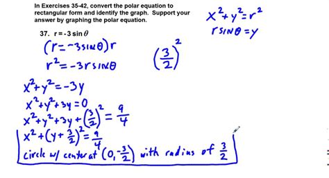 Precalculus Chapter Exercises Convert Equations From Polar To