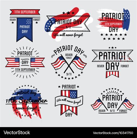 Patriot day set september 11 Royalty Free Vector Image