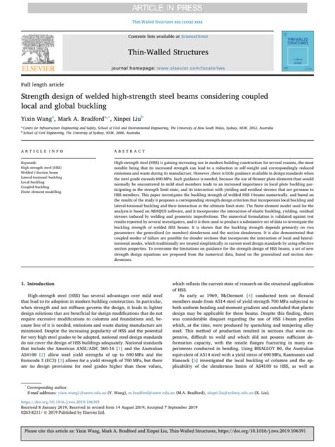 2019. Strength design of welded high-strength steel beam | PDF ...