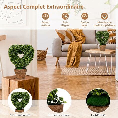 Costway Lot De Mini Plantes Artificielles En Pot Cologiques