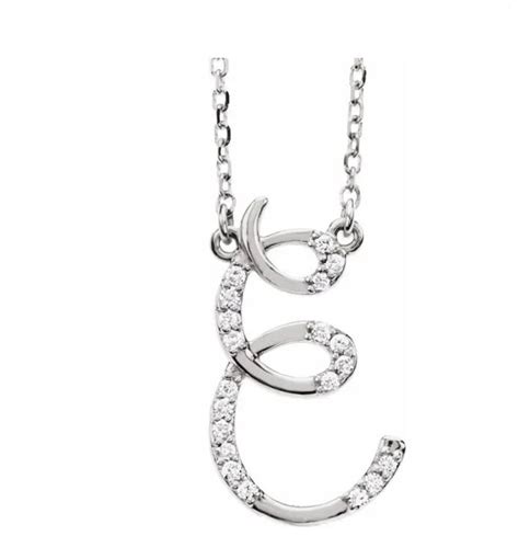 Diamond Initial Letter E 16 Inch Necklace 14k Gold Or Silver Ladies Etsy