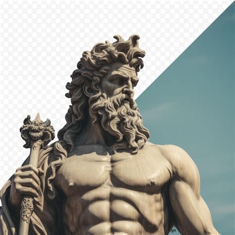 Premium Psd Close Up Of Poseidon Statue On Transparent Background