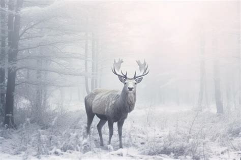 Premium AI Image | A deer in forest in snow winter