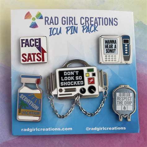 Icu Pin Pack Rad Girl Creations Medical Enamel Pin