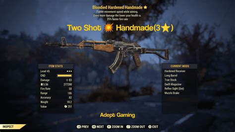 Fallout 76 Xbox One Two Shot 💥 Handmade Rifle 3⭐ Level 45 Adept Gaming Adept Gaming