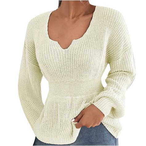 Olyvenn Womens Waist Knit Sweater Tops Casual Plus Size Loose Women