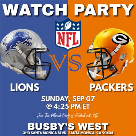 Plantilla de Detroit Lions vs Green Bay Packers: NFL Watch Party ...