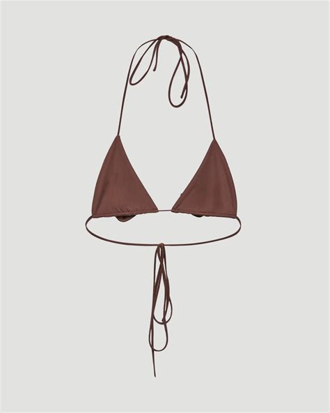 3D Flower Triangle Bikini Top In Brown All U Re