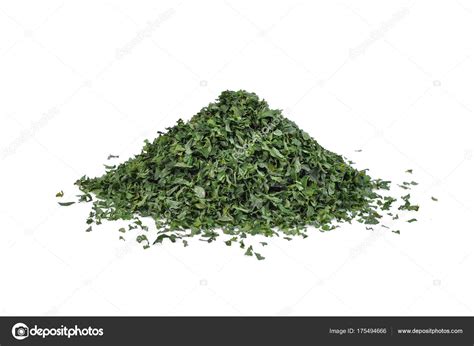 Pile Of Dried Parsley Leaf Or Petroselinum Crispum Isolated On W Stock