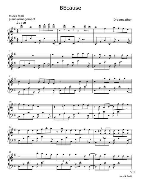 Because Dreamcatcher 드림캐쳐 Sheet Music For Piano Piano Duo