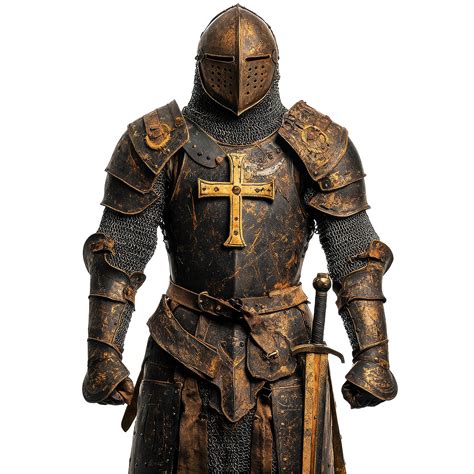 Rusty armor of a Knights Templar cross depicting the equestrian order