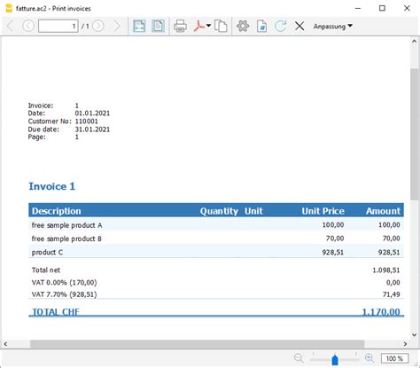 Customize Invoice Print With Javascript Banana Accounting Software