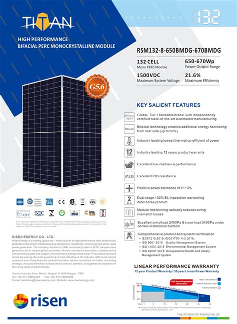 Risen Solar Rsm132 8 650bmdg 670bmdg High Performance Bifacial Perc