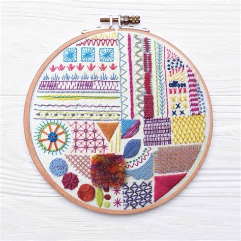 Hand Embroidery Stitch Sampler With Over 30 Different Stitches Hand