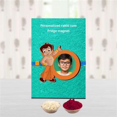 Send Personalized Chota Bheem Rakhi Cum Fridge Magnet For Kids Online