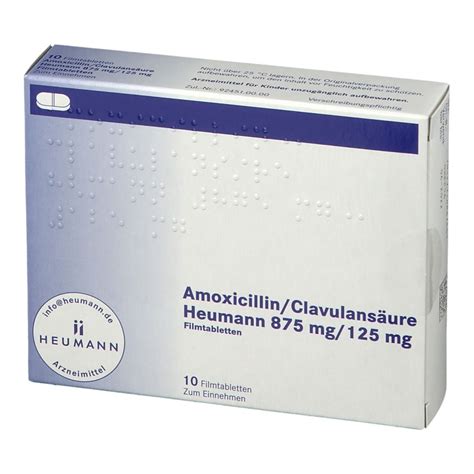 Amoxicillin Clavulansäure Heumann 875 mg 125 mg 10 St mit dem E Rezept