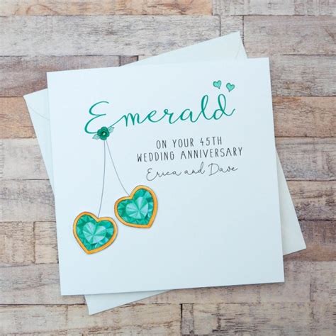 Handmade Personalised Emerald Wedding Anniversary Card Th Anniversary