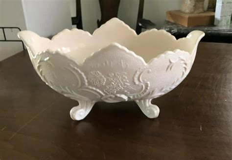 Vintage Pink Milk Glass Lombardi Bowl Jeanette Glass Company