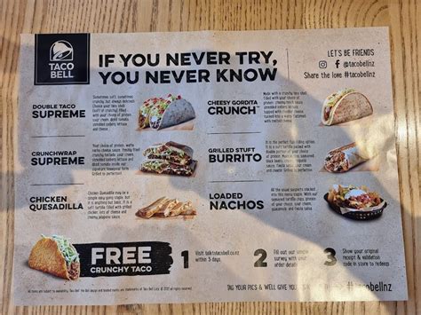 Menu At Taco Bell Christchurch Airport Restaurant Christchurch