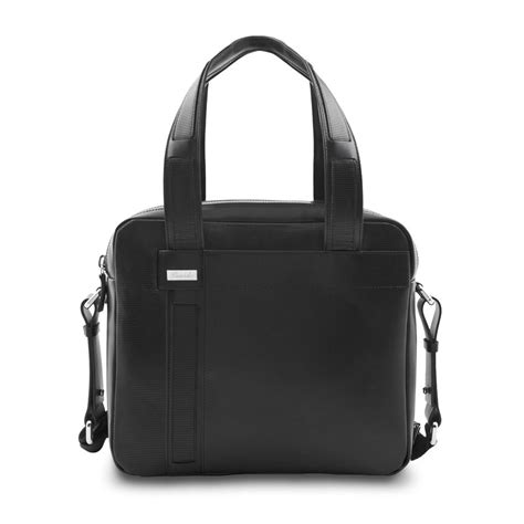 Pineider Milano 2012 2 Handle Leather Bag Black Medium