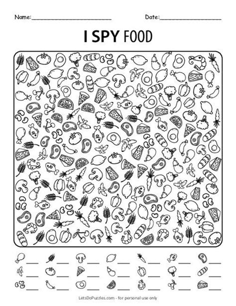 Free Printable I Spy Food Worksheet I Spy Free Printable Puzzles