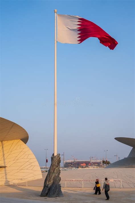 Qatar Flag at National Museum Editorial Image - Image of jean, abstract ...