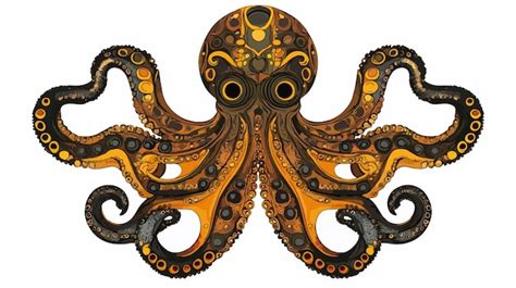 Detailed Octopus Tattoo Design Vector Illustration Premium Ai