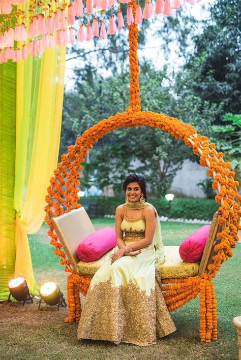 Colourful Haldi Ceremony Decor Ideas | Wedding hall decorations, Wedding design decoration ...