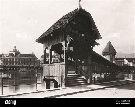 Vintage Th Century Photograph The Kapellbr Cke Or Chapel Bridge