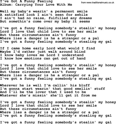 I've Got A Funny Feeling, by George Strait - lyrics