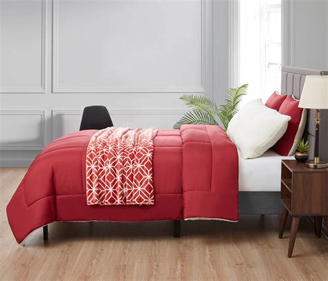 Serta So Cozy 5 Piece Sherpa Reverse Comforter Set Red Fullqueen